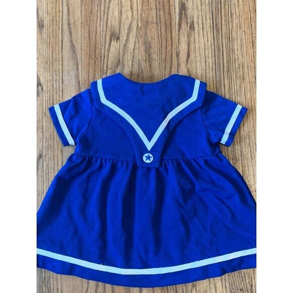 VTG 80s 90s Basic Editions Navy Blue Sailor Dress Nautical Buttons 12 mo Star - Picture 8 of 8